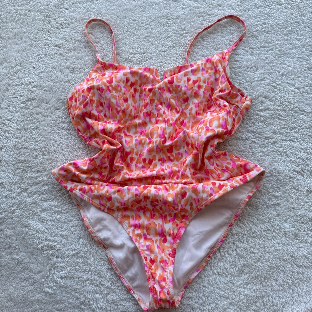 Women’s Pink & Orange Patterned One-Piece Swimsuit